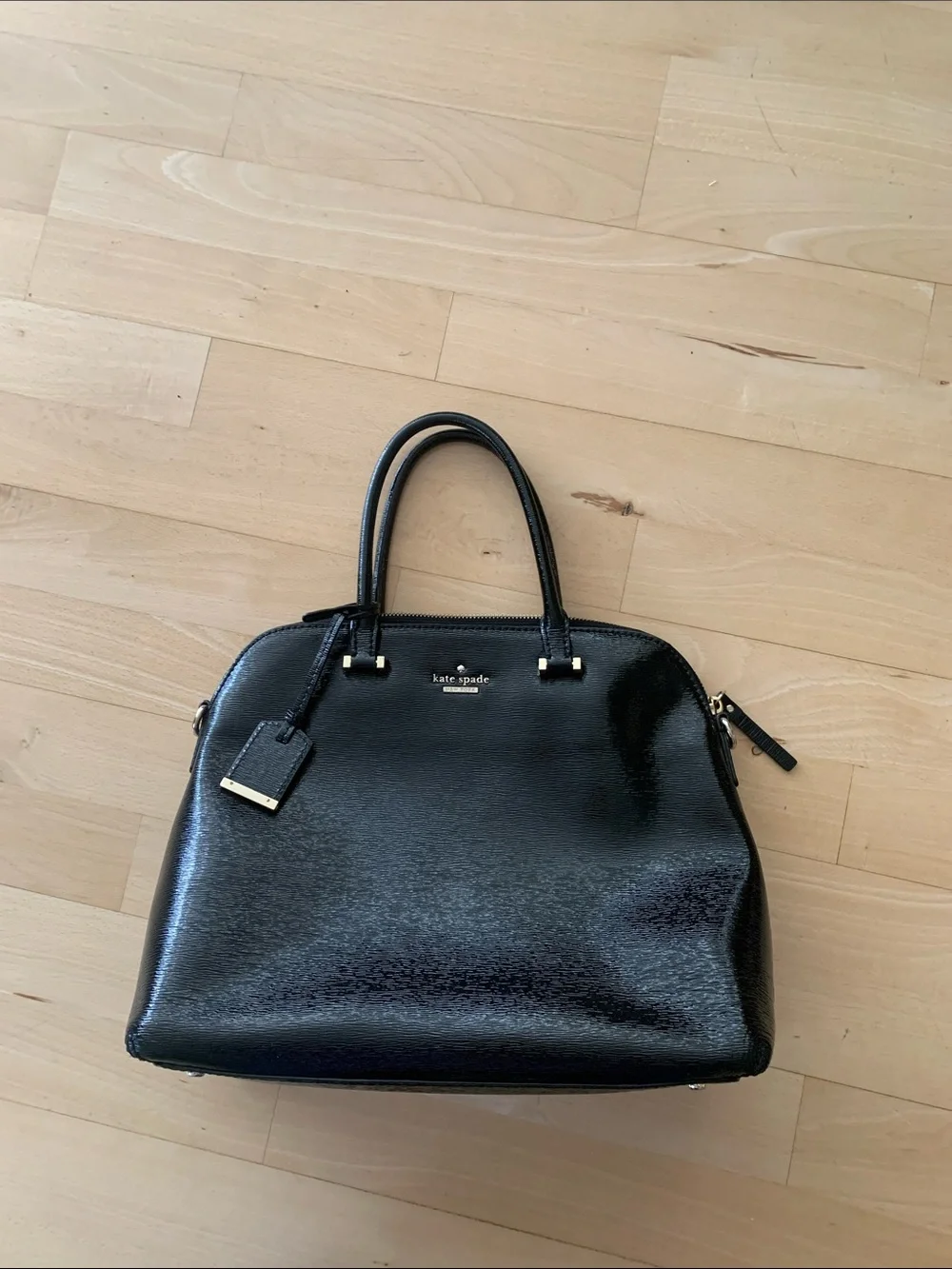kate spade Black Patent Leather Satchel with Gold Hardware